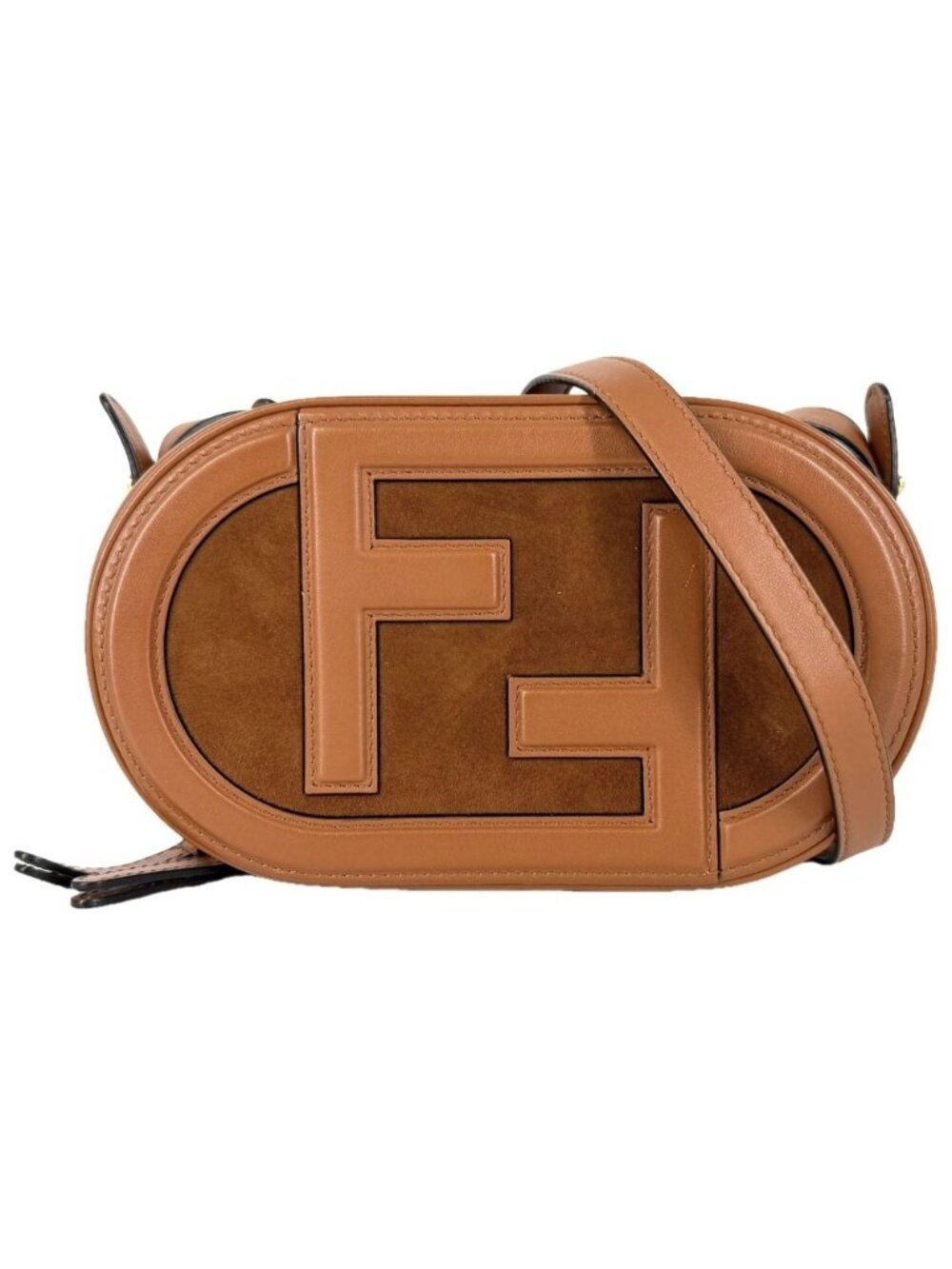 Fendi 2-Way O'lock Camera Case Shoulder Bag Crossbody Leather Brown Gold
